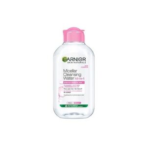 Garnier Micellar Cleansing Water For Sensitive Skin | Make-Up Remover & Cleanser - Removes makeup, dirt & impurities & Hydrates Skin | Just Pour, Press & Swipe | 400ml