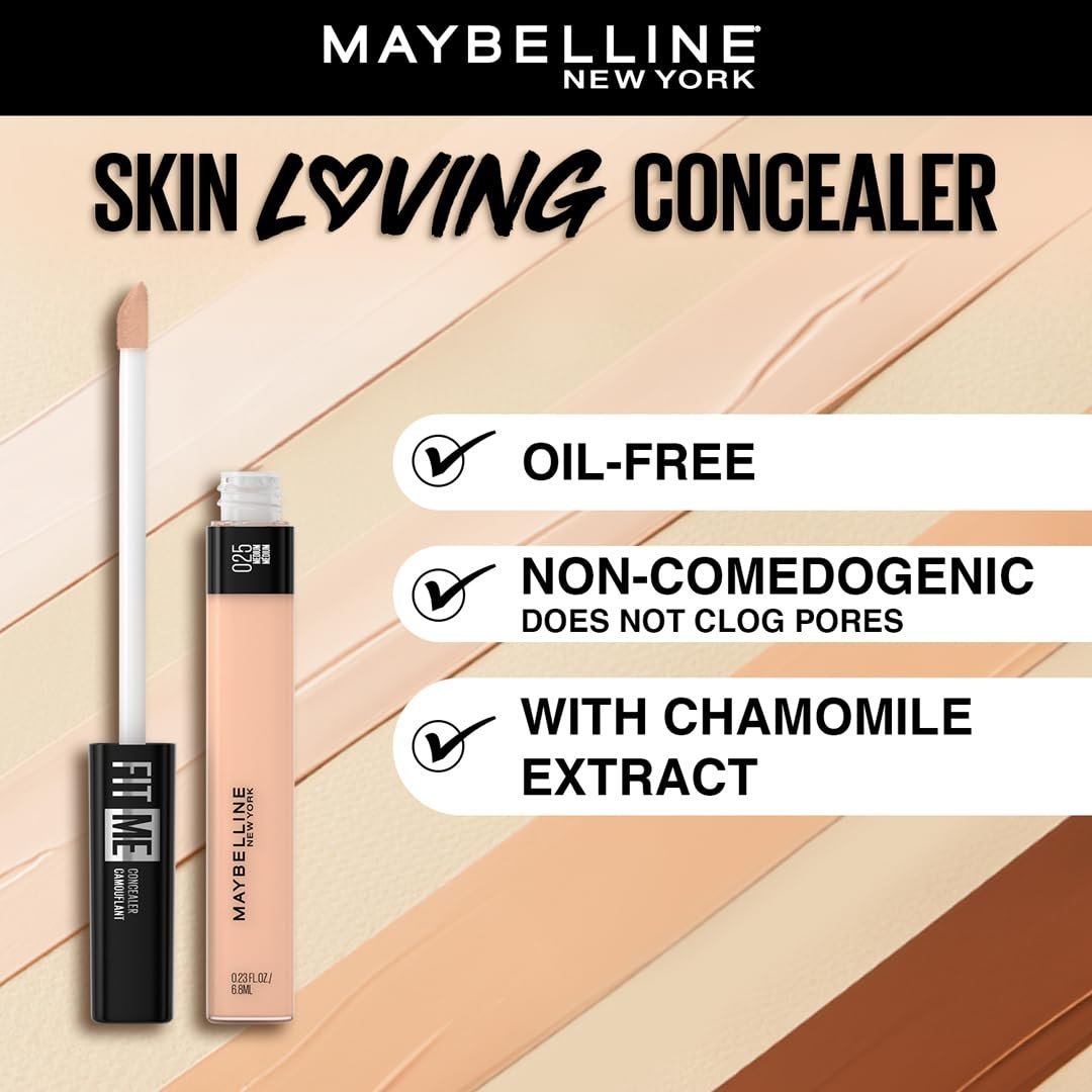 Maybelline New York Full Coverage Concealer Cream For All Skin Type, Matte & Poreless Ultra Blendable, Fit Me, 25 Medium, 6.8ml - Image 5