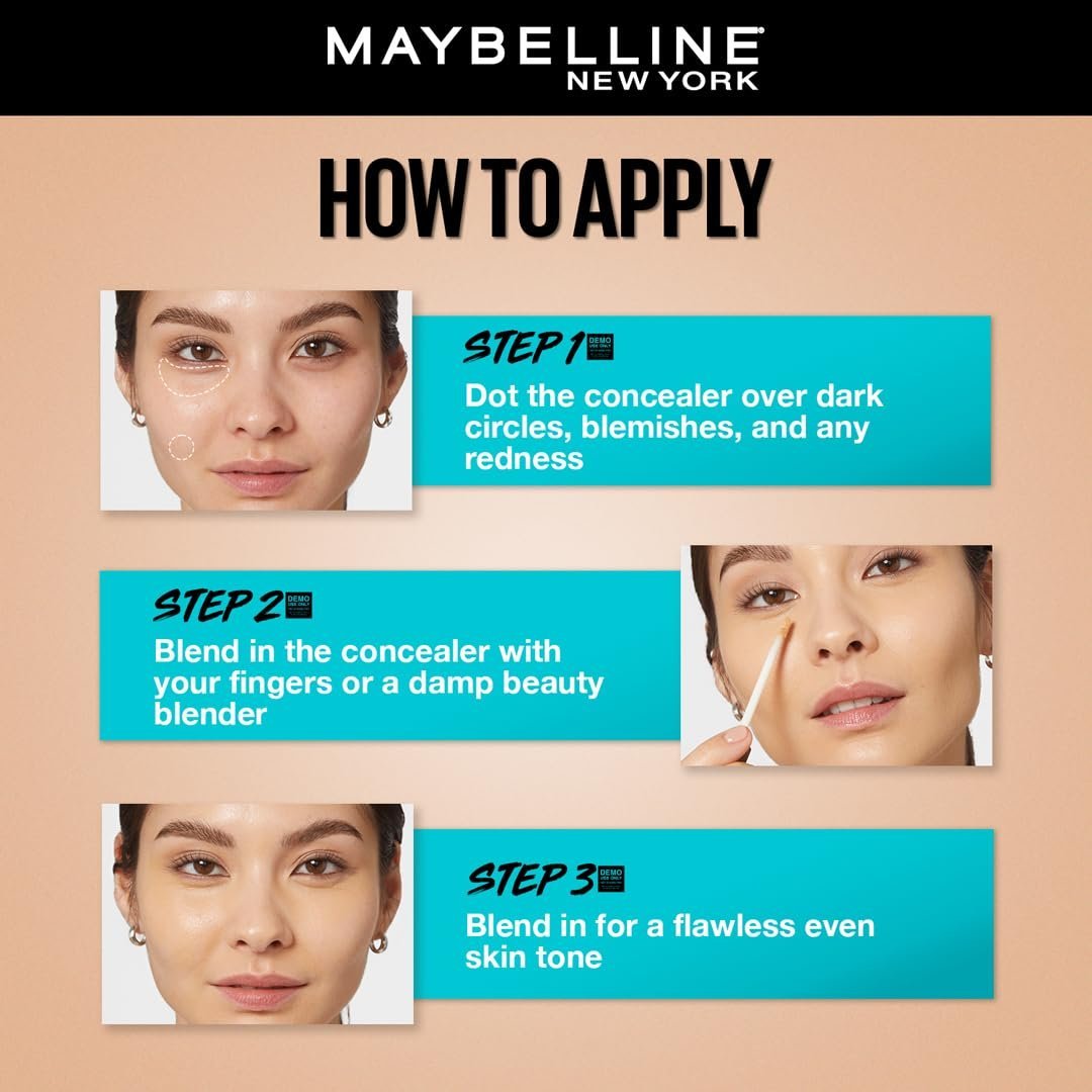 Maybelline New York Full Coverage Concealer Cream For All Skin Type, Matte & Poreless Ultra Blendable, Fit Me, 25 Medium, 6.8ml - Image 3