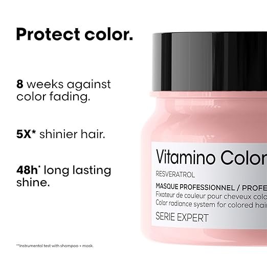 L'Oréal Professionnel Vitamino Color Shampoo 300Ml & Hair Mask 250Gm Combo With Resveratrol For Color-Treated Hair, Serie Expert (Pack Of 2) - Image 3